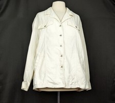 Vintage 90s Jacket Cream Linen Blend Button Front Women's Size M Liz Claiborne
