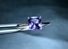 Natural Emerald Cut Purple Amethyst Sterling Silver 925 Handmade Solitaire Ring