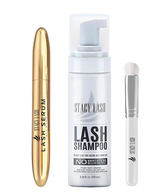 Lash Growth & Cleaning Kit: Shampoo, Serum, Remover & Brush Set