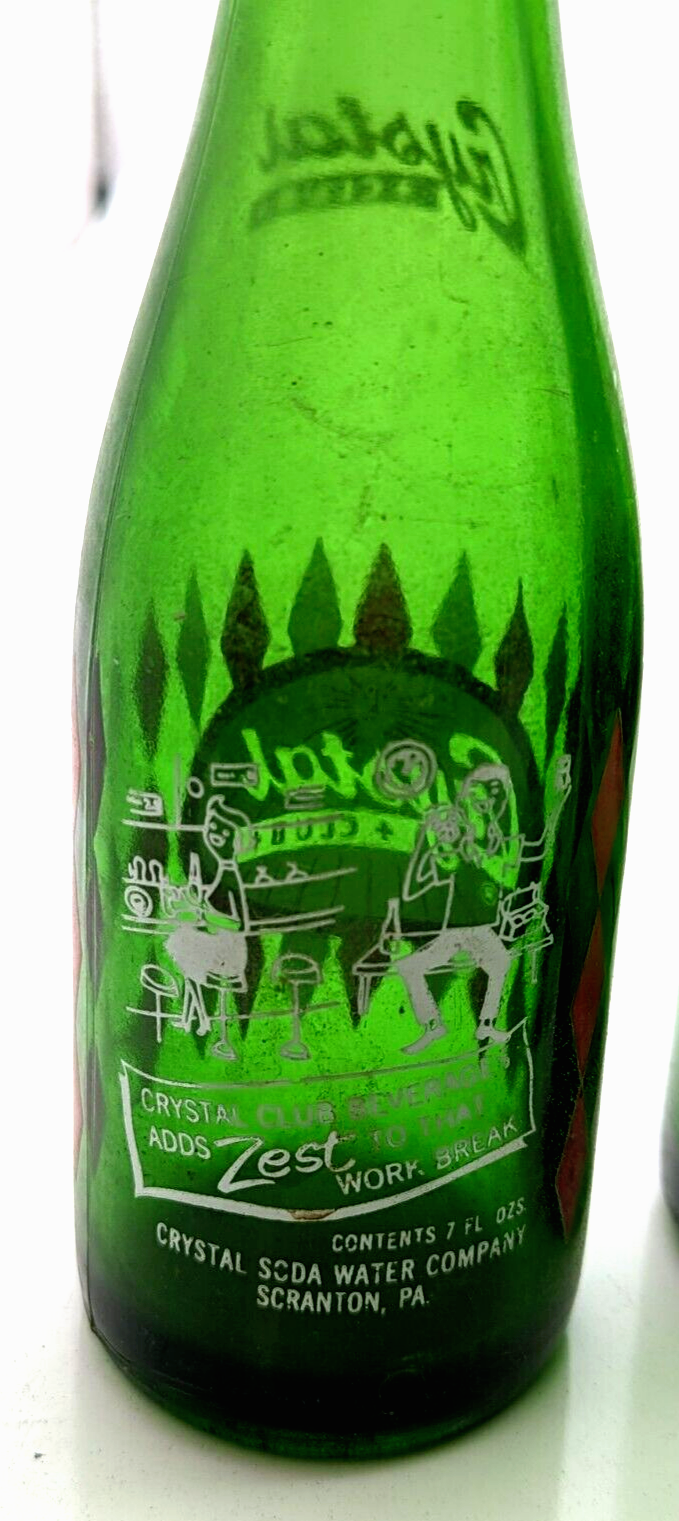 3 Vtg Crystal Club Different Glass Soda Bottles 7 oz FREE S&H 1960s
