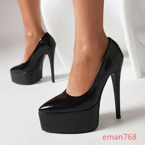 Fashion Women Platform High Heels Pumps PARTY Dress Shoes Stiletto Big Size 5-16 - Picture 5 of 23