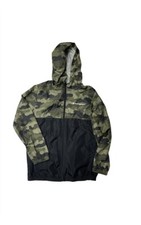 Champion Jacket Youth Boys Size Medium Black Gray Windbreaker Camouflage Hooded
