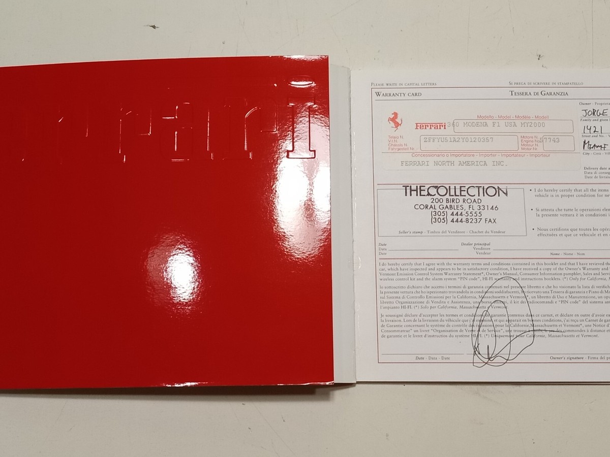 Ferrari 360 Modena Owners Manual Warranty Service Book_1573