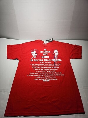 Star Trek 10 Reasons Why Kirk is Better Than Picard T-Shirt  Size Large (New)