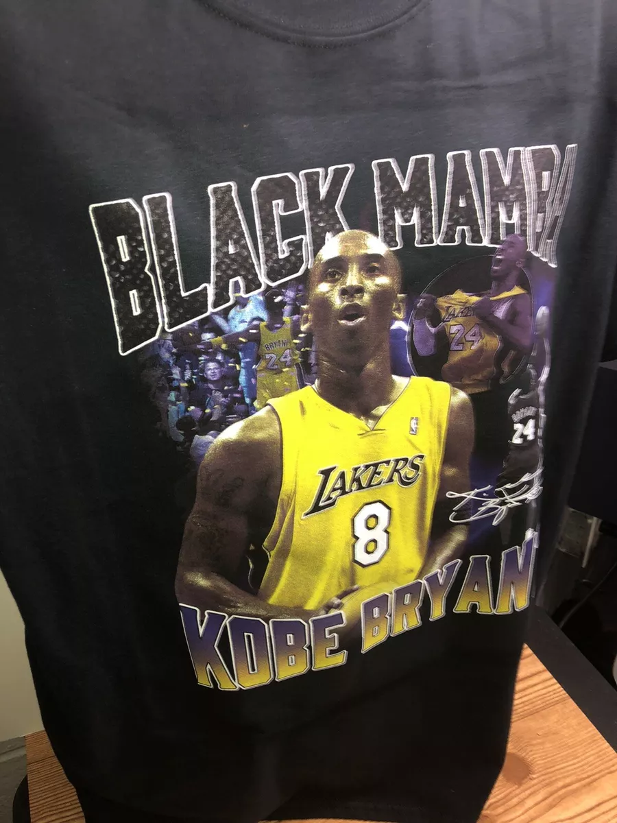 kobe bryant 90s bootleg style t shirt la lakers black Mamba Size M