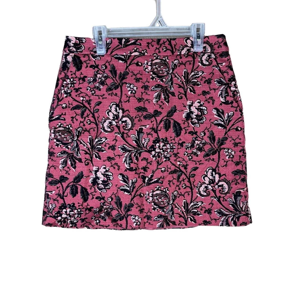 LOFT Pink Floral Pattern Textured Lined Mini Skirt Size 4