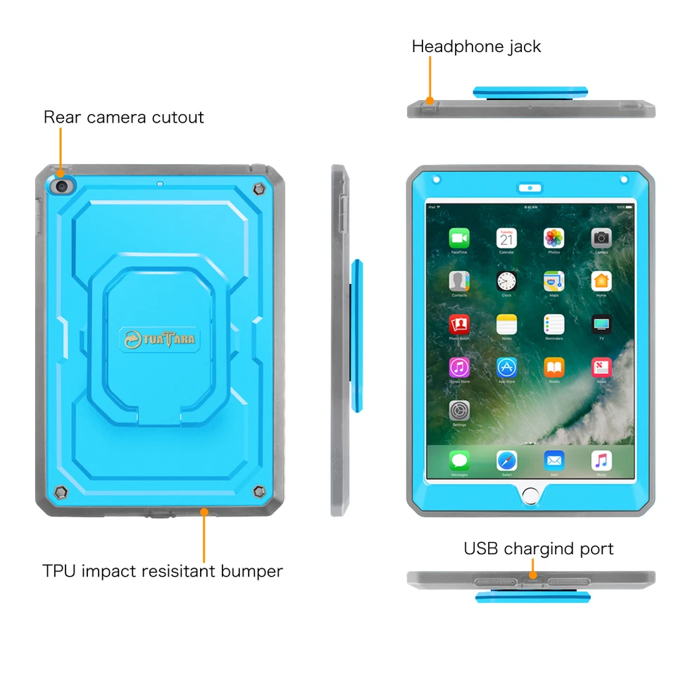 Capa de transporte à prova de choque suporte aderência rotativa para iPad 9,7 polegadas 2018/2017 - Imagem 4 de 4