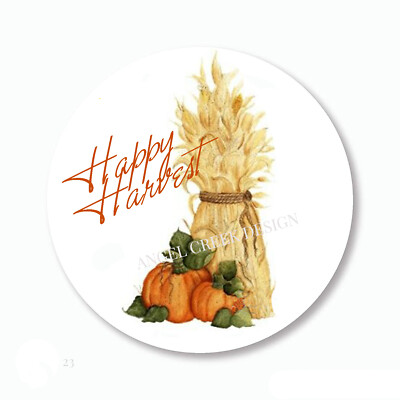 Happy Harvest Straw Pumpkins Scrapbook Stickers Autumn Favors Envelope Seals