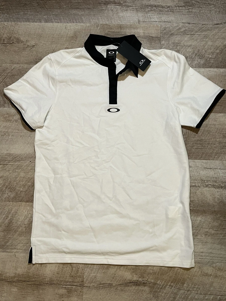 NWT Men’s Oakley Polo Sport Golf Shirt Performance Fit Medium White & Black