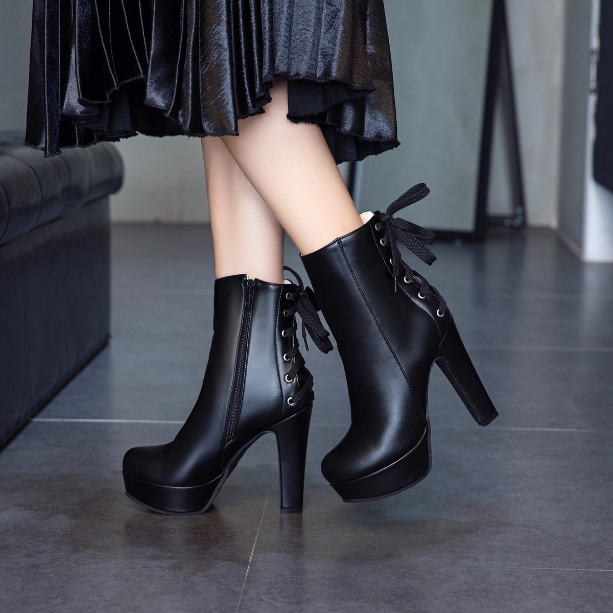 Lace up clearance boots women's heels