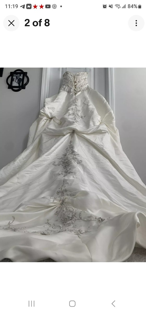 open lace back dress Mona : A pleated taffeta wedding dress with removable puff sleeves  Aesling