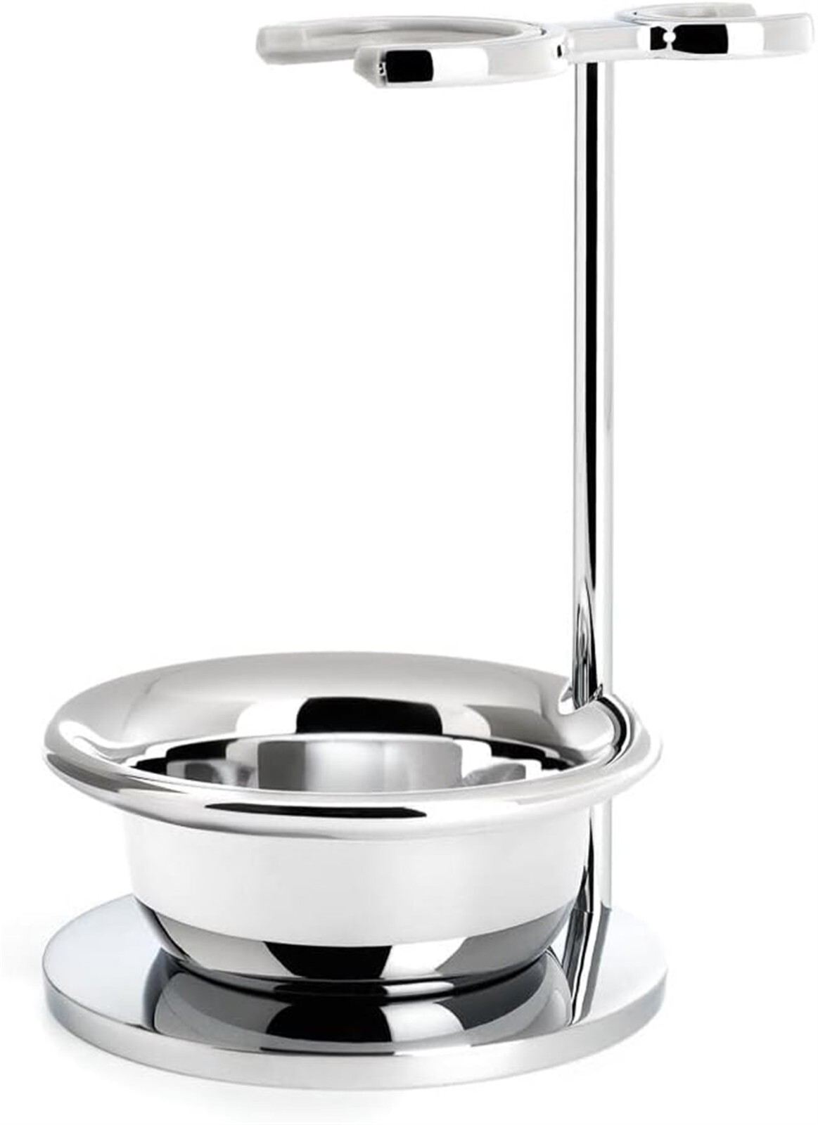 Muhle : colonna - supporto porta pennello  rasoi con  ciotola in ottone cromato