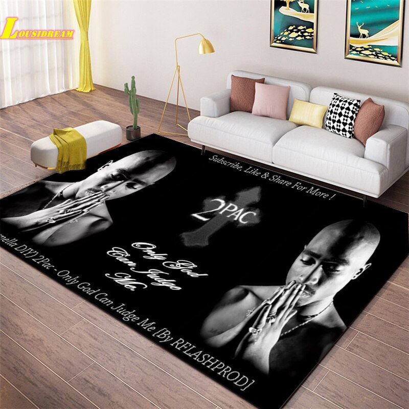 West Coast Fashion Hip Hop Tupac Music Poster Rugs Carpet Living