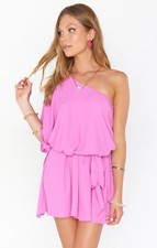 NEW Show Me Your MuMu Women Dress Pink Trish Mini One Shoulder Batwing Draped XL