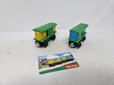 Thomas & Friends Wooden Railway 2 X Green Box Car w/ Card Train Tank Engine VGUC