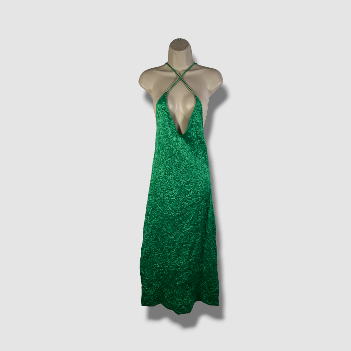 Ganni Crinkled Satin Slip Dress