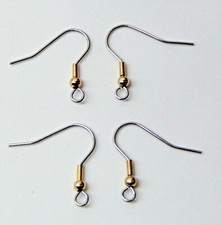 24 Earrings Stainless Steel Ear Wire French Hooks w/ GOLD Ball  Coil  3mm Loop