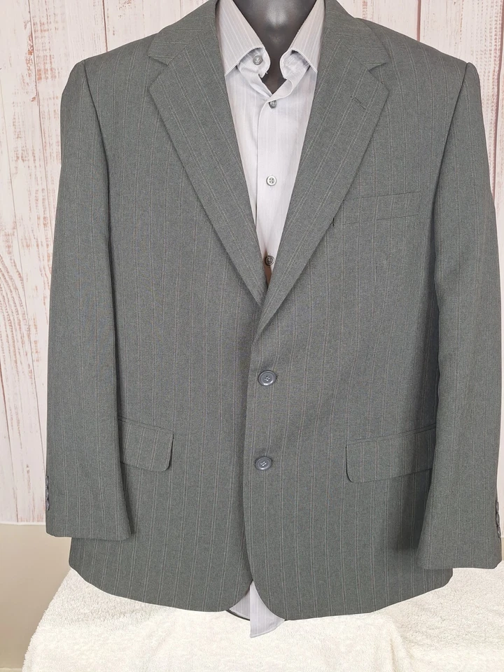 Haband 2 Piece Suit Mens 42R 36X29 Charcoal Stripe Single Vented - Image 3 of 4