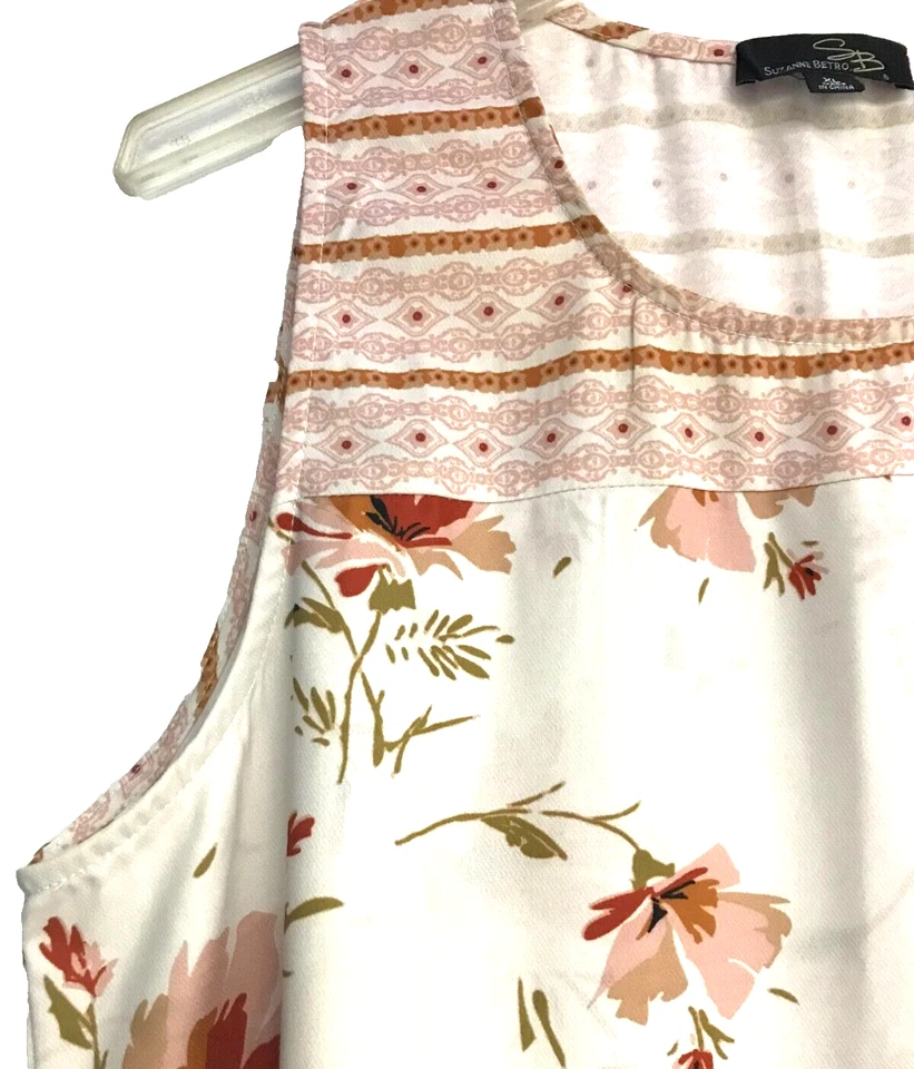 Blusa sin mangas floral melocotón XL de Suzanne Betro para mujer Foto 3 de 4