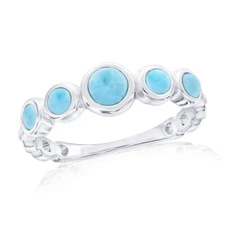 Sterling Silver Graduating Round Larimar Ring
