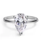3CT Pear Cut Moissanite Solitaire Wedding Engagement Ring 925 Sterling Silver