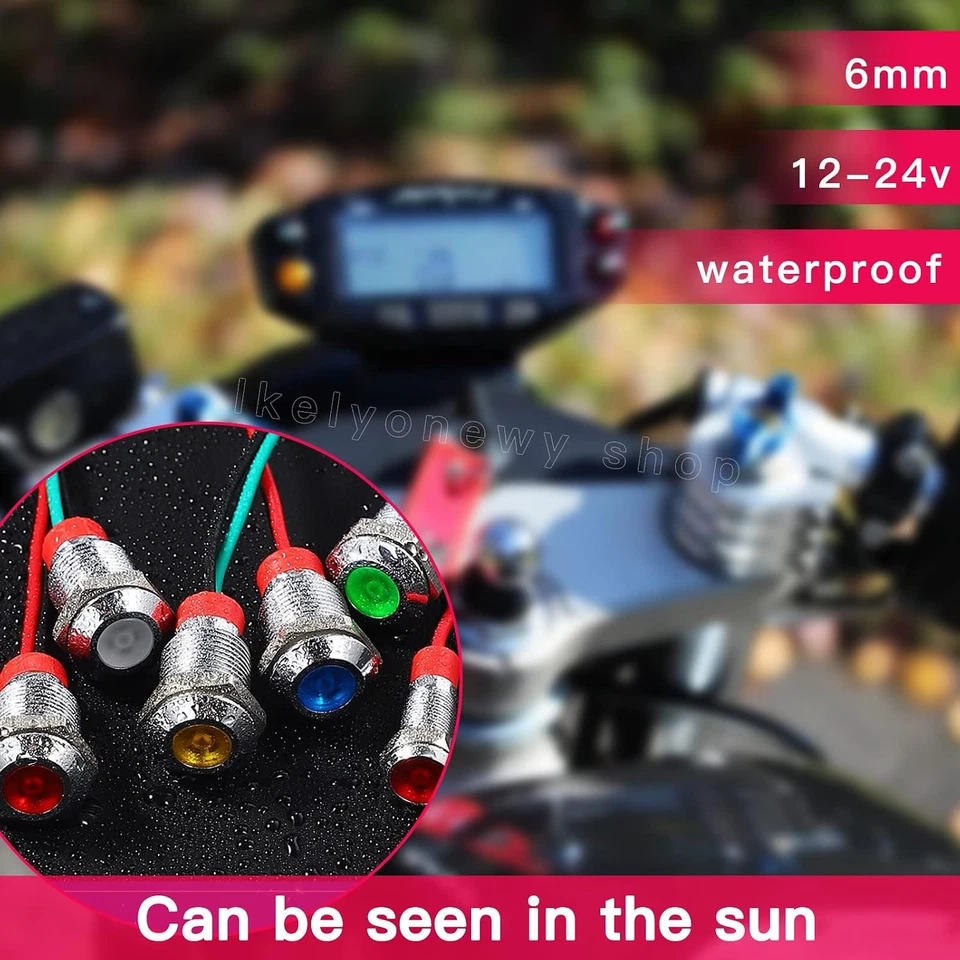 Led Metal Indicator Light 6MM Small12V Waterproof Signal Lamp 24 Volt Dash - Image 3 of 4