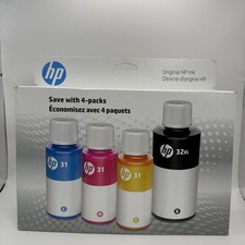 HP Original 31 / 32XL BLK Bottled Ink 4 Pack - Smart Tank - Exp 12/24 - New