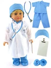 Blue Doctor Medical Scrubs Outfit Fits 18" American Boy Girl Doll Clothing