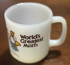 Vintage Milk Glass World's Greatest Mom Mother Glasbake Coffee Mug 1978 Paula