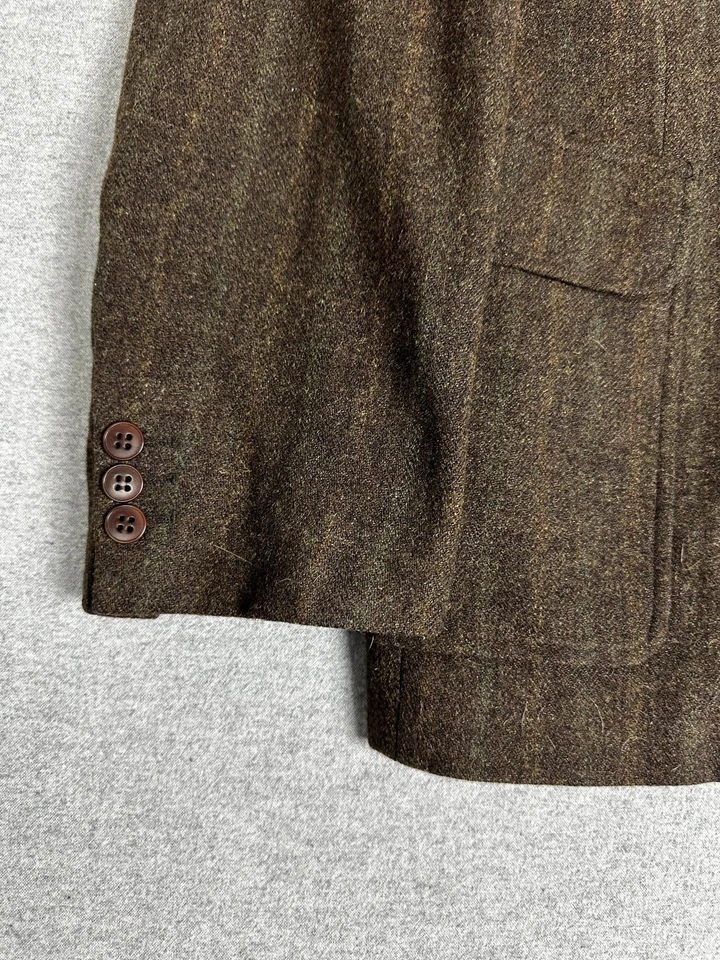 Structure Blazer Sport Coat Mens 40 Brown Wool Italian Fabric Herringbone Tweed - Image 4 of 4