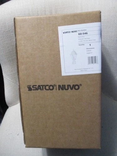 Satco Nuvo Lighting 14" Post Lantern White with Clear Glass 60W Model 60-546 - Picture 2 of 5