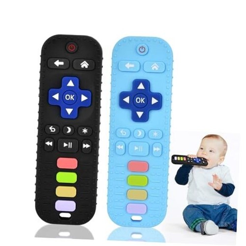 2-Pack Baby Silicone Teething Toys, Simulation TV Remote Control Shape Teether