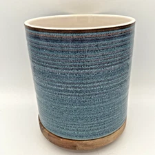 Dowan Cooking Utensil Holder - 360° Rotating Lazy Susan - Cobalt Blue/Brown