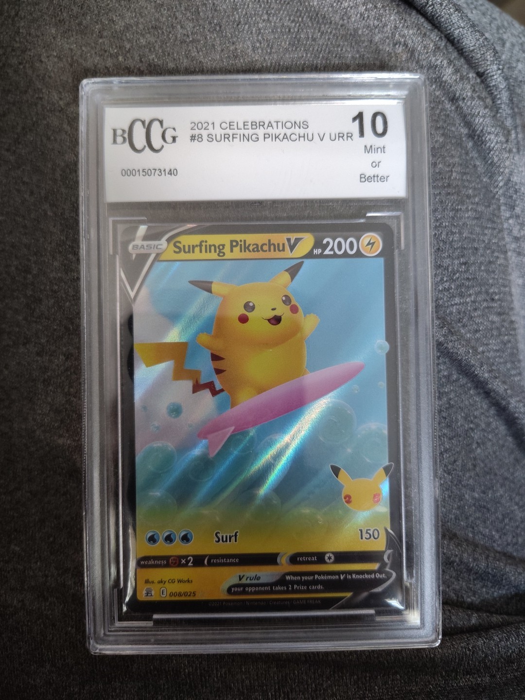 Surfing Pikachu V Celebrations 008/025 Gem Mint PSA 10 Pokemon 2021