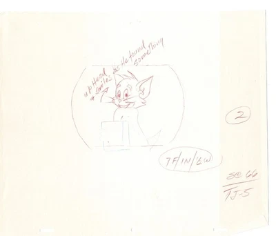 Tom & Jerry 2 LOT Cartoon Animation Cel Drawings Anime Filmation 1980-82 TD-41 - Image 1 of 2