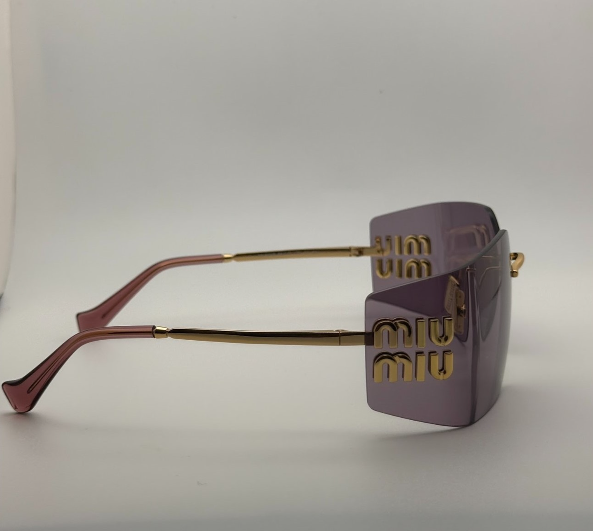 Miu Miu - Purple and Gold - Rimless Sunglasses - SMU54Y Miu Miu - MU 54YS Sunglasses | Specs Collective main image 3