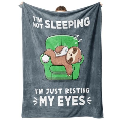 Fathers Day Birthday Gifts for Dad Grandpa, I'm Not Sleeping Blanket, Funny 