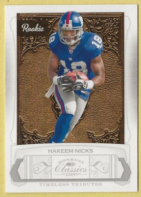 2009 Donruss Classics Hakeem Nicks Timeless Tributes Silver New York Giants 191