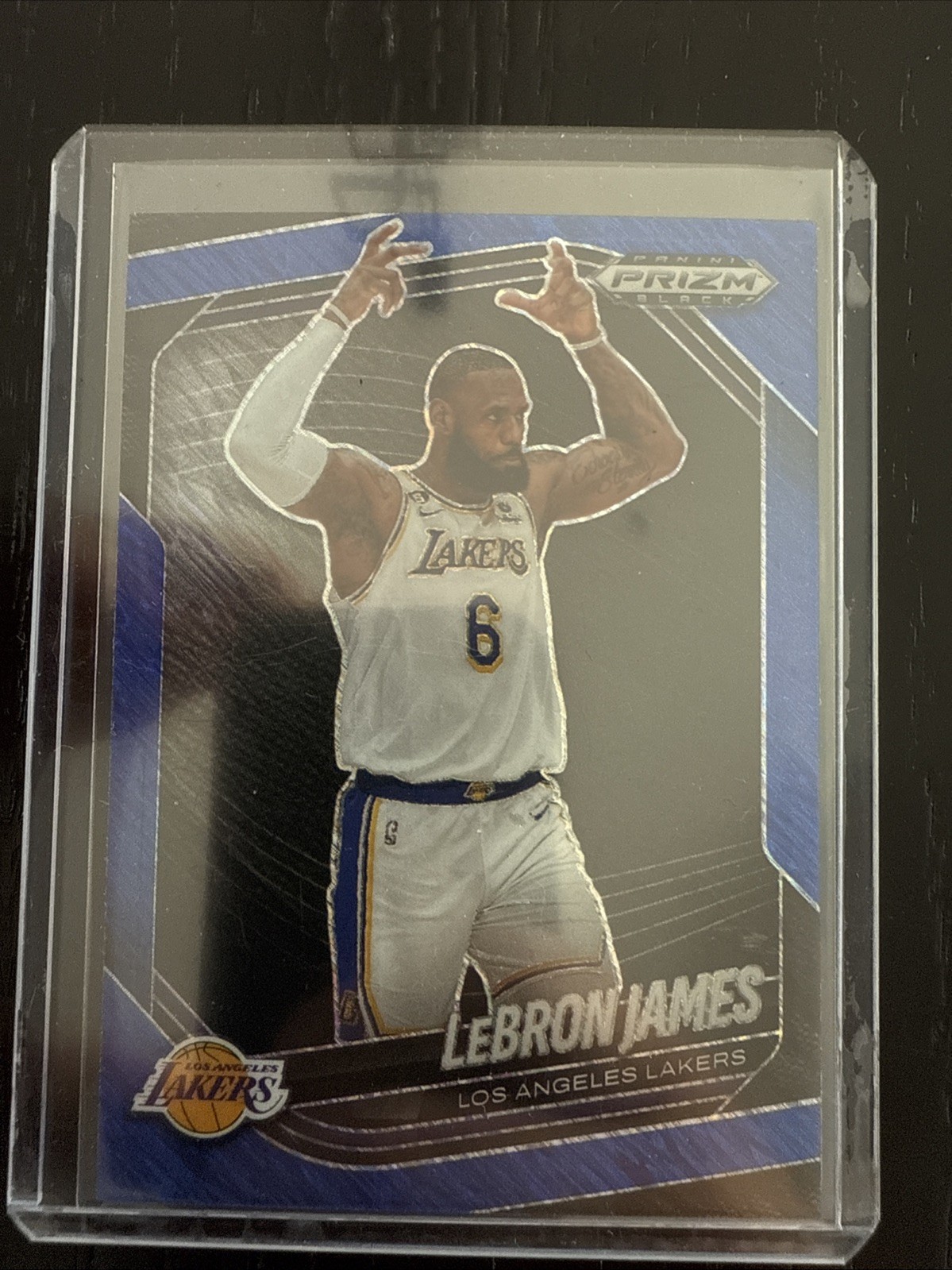 2024-25 Prizm Black LeBron James #52 Blue Shimmer FOTL Prizm /35 SSP LA Lakers
