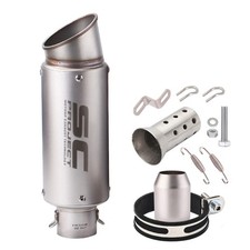 Slip On 51mm Universal Motorcycle Exhaust Muffler Pipe Tail Tips Silver Titanium