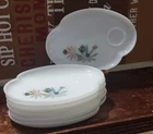 7-Federal Atomic Flower Milk Glass Snack Plate 10 Inches  Vintage