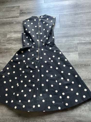 Abito donna Kate Spade tg 2 nero bianco a pois linea A zip dietro senza maniche