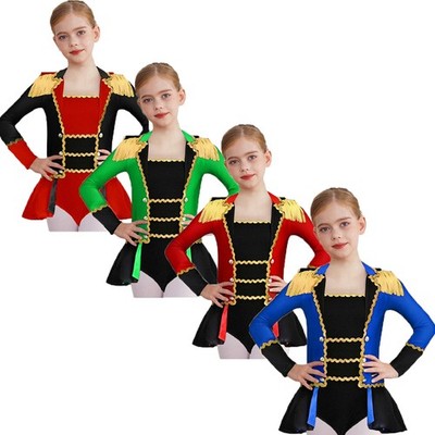 DE Kinder Mädchen Pullover Theater Leotard Trim Kostüme Tutu Rock Webbing Kragen