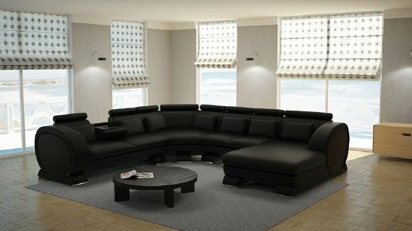 Designer Wohnlandschaft Couch Sofa Polster Eckcouch Garnitur Ledersofa Mit Usb-image