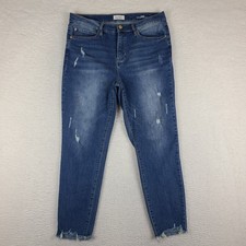 Nicole Miller Jeans Womens 12 SOHO High Rise Ankle Skinny Distress Medium Wash