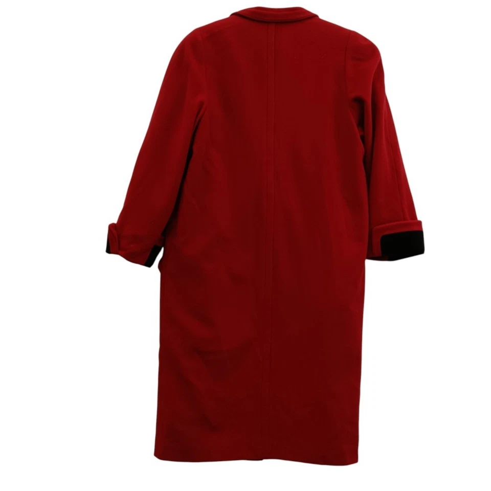 Vintage First Avenue Ladies Wool& Cashmere Blend Red Coat Black Fur Trims UK 8 - Image 3 of 4