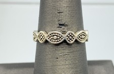 Sterling Silver Beaded Design Band Ring-Sz. 7