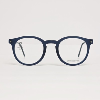 Steppers STS-30012 Unisex Round Ultralight Stainless Steel Glasses in Blue |43mm