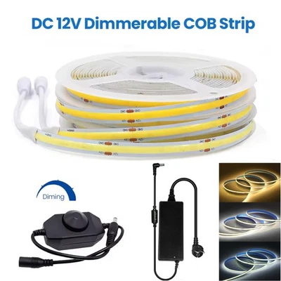 5m COB LED Streifen Komplettset dimmbar Kein Lichtpunkte selbstklebend Lichtband - Bild 1 von 4