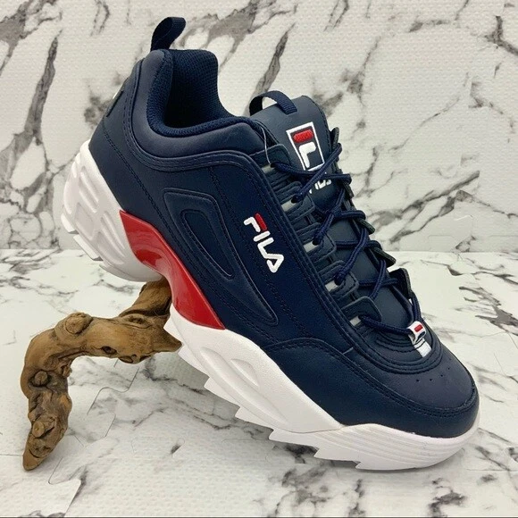 Men s Fila Disruptor II Lab Navy Red White Sneakers